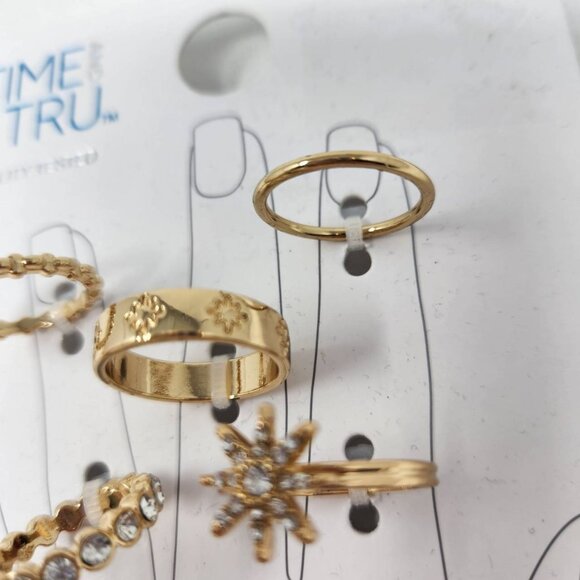 Time And Tru Hope 5 Pc Ring Set Gold Tone & Crystal Accents - Picture 3 of 7